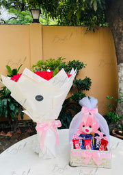Red Rose Bunch with Teddy & Chocolates | GDEL-149