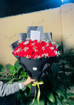Load image into Gallery viewer, Red Roses in Black Wrapping – Birthday Bouquet | BCG-165