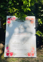 Load image into Gallery viewer, Wedding Welcome Board With Beautiful Flower Design &amp; Name | Without Stand, Only Available in Lahore | WWB-008

