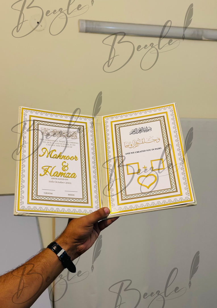 The Golden Nikkah Booklet With Attractive Design | NB-022