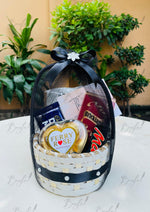 Load image into Gallery viewer, Black Basket Gift with Chocolates &amp; Heart Box | GB-179
