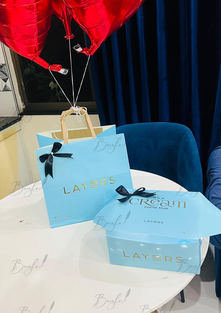 2 Layers Cake Box with Balloons – Gift Set | GDEL-166
