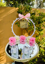 Load image into Gallery viewer, Pretty Nikkah Ring Tray With Two Ring Boxes &amp; Beautiful White Pink Flowers | NT-017