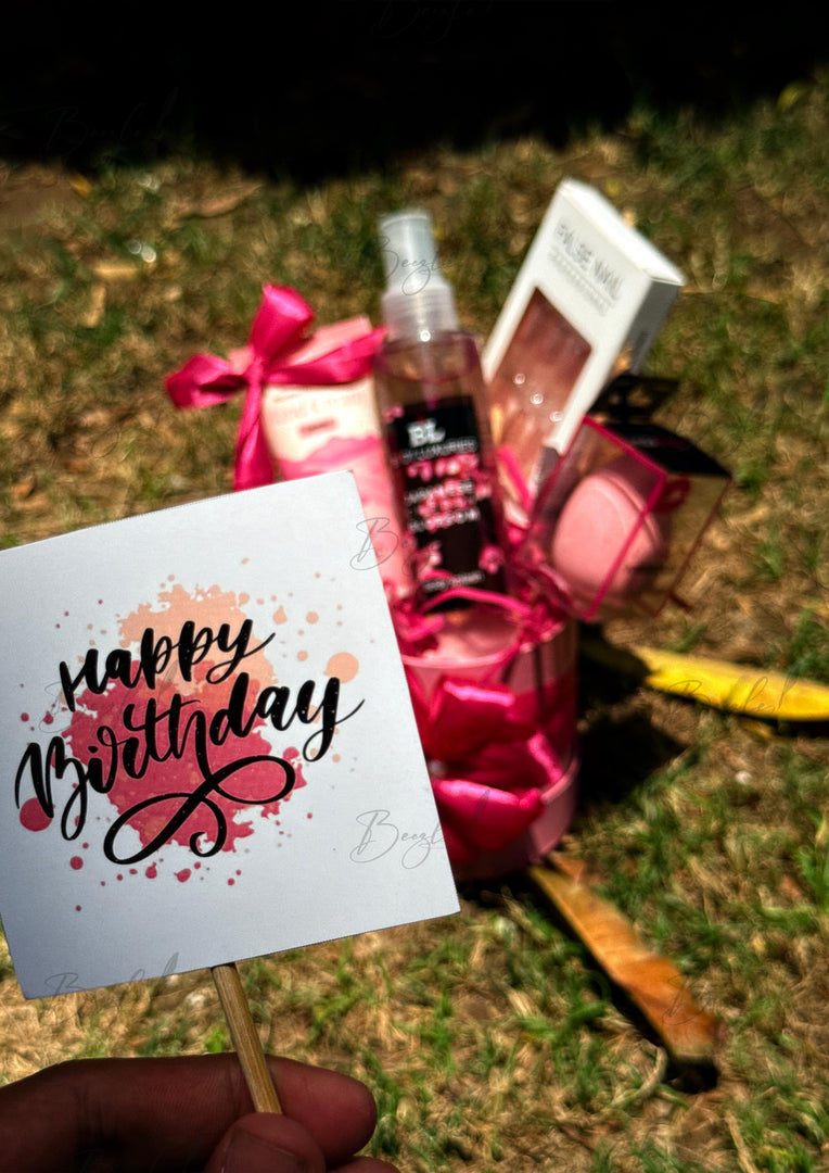 Pretty Pink Birthday Self-Care Gift Basket | GB-149