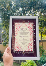 Load image into Gallery viewer, Luxury Dark Maroon Nikah Certificate with Stone Decoration | SNC-008