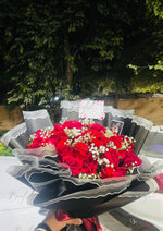 Load image into Gallery viewer, Red Roses in Black Wrapping – Birthday Bouquet | BCG-165