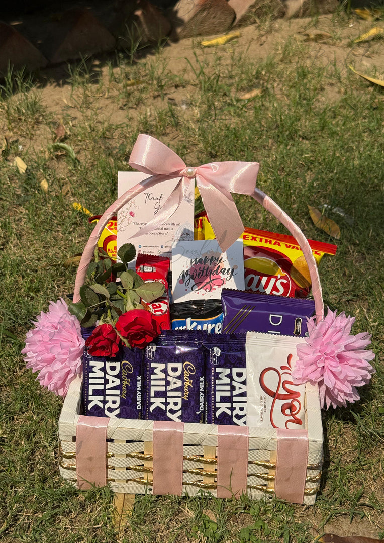 Pink-Themed Snack & Chocolate Basket | GB-124