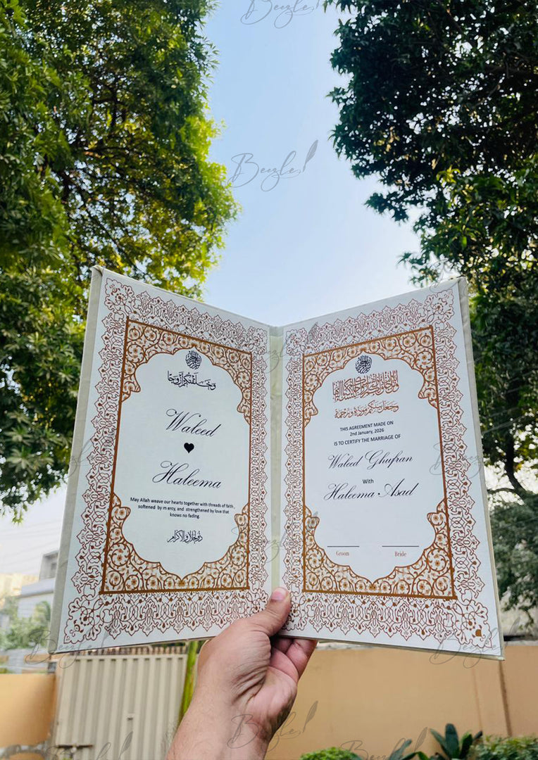Ivory Velvet Nikah Booklet | NB-053