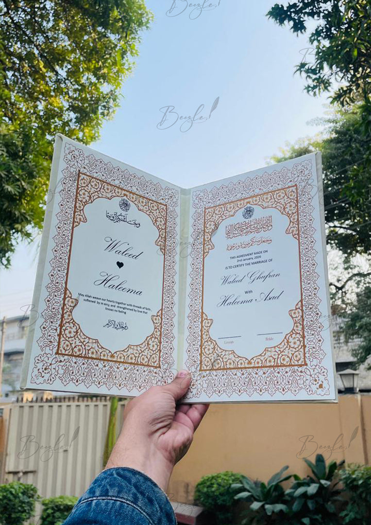 Ivory Velvet Nikah Booklet | NB-053