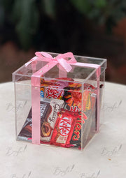 Transparent Pink Ribbon Chocolate Gift Box | GBO-090
