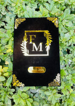 Load image into Gallery viewer, The Attractive Golden Design Black Nikkah Booklet with Customized Name | NB-029