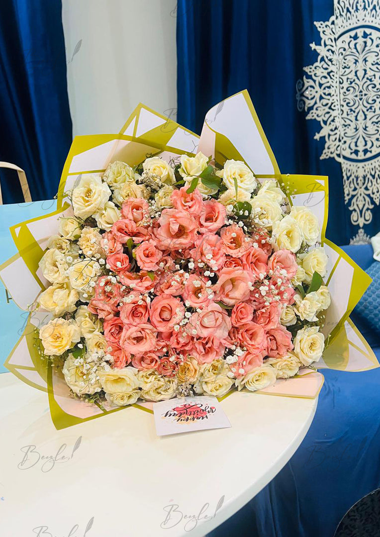 Pink & White Rose Bouquet | BCG-105