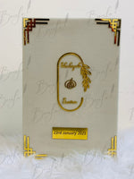 Load image into Gallery viewer, The White Nikah Booklet With Golden Attractive Print | NB-034
