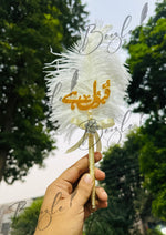 Load image into Gallery viewer, Customized Qubool Hai Nikah Pen with Feather &amp; White Stone | PEN-55
