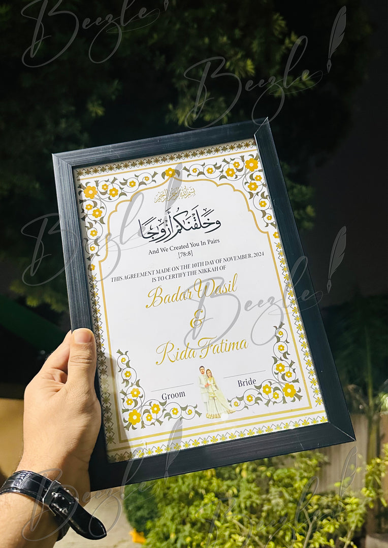 Luxury Nikah Certificate with Black Attractive Design | NC-165