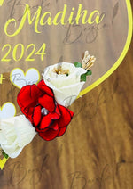 Load image into Gallery viewer, Customized Nikah Acrylic Heart With Name and Six Bloom | NAF-009
