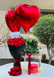 Romantic Gift Set with Red Roses, Cake & Balloons | GDEL-022