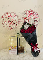 Load image into Gallery viewer, Luxury Cake Acrylic Box with Rose Bouquet &amp; Balloons | GDEL-006
