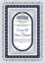 Load image into Gallery viewer, Customized Nikah Certificate With Blue &amp; Black Design | NC-085
