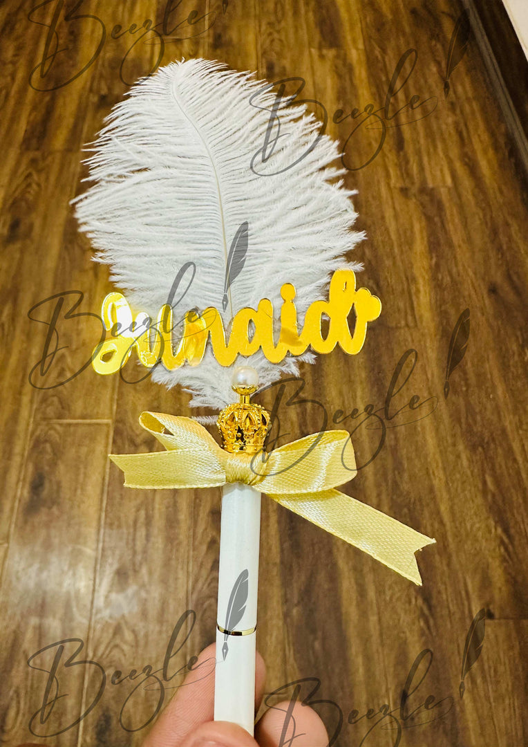 Two Nikah Pen With Customized Name & Feather | DEL-026