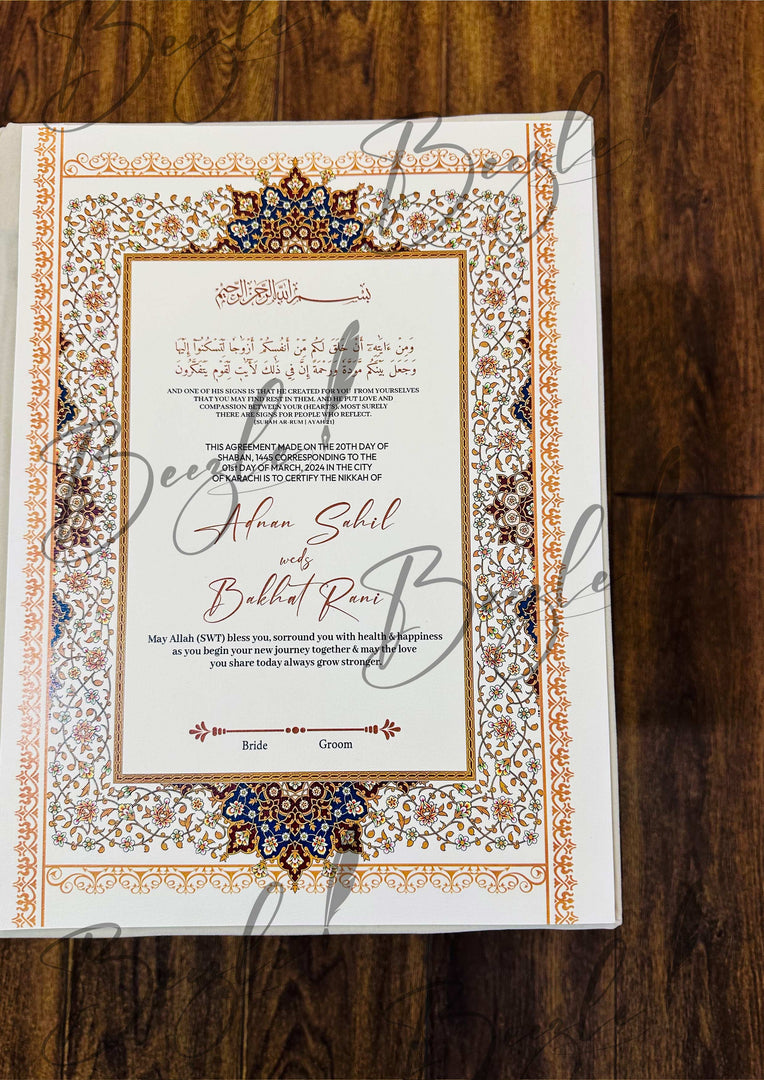 The Beautiful Nikkah Booklet With Thumb Impression & Nikah Certificate | NB-011