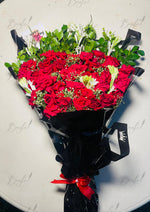 Load image into Gallery viewer, Red Roses in Black Wrapping – Birthday Bouquet | BCG-165
