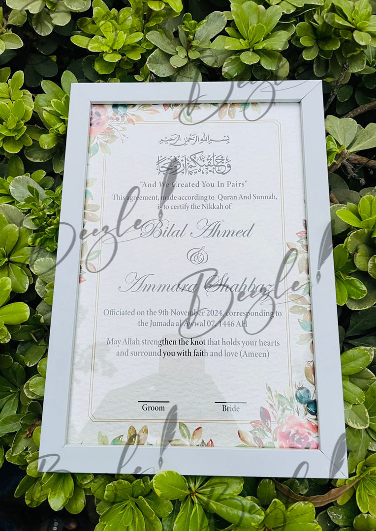 Customized Nikah Certificate With Printed Name | NC-124