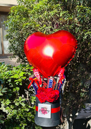 Sweetheart Delight Balloon & Chocolate Gift Basket | GB-073