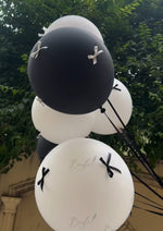 Load image into Gallery viewer, Black &amp; White Balloons with Elegant Ribbons | BLO-006
