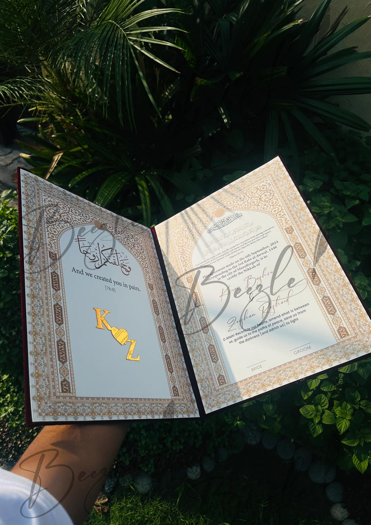 The Lovely Red Nikah Booklet With Personalized Name | NB-015