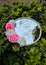 Load image into Gallery viewer, The Beautiful Nikkah Tray Decorated With Two White &amp; Pink Flowers &amp; Pearl | NT-012
