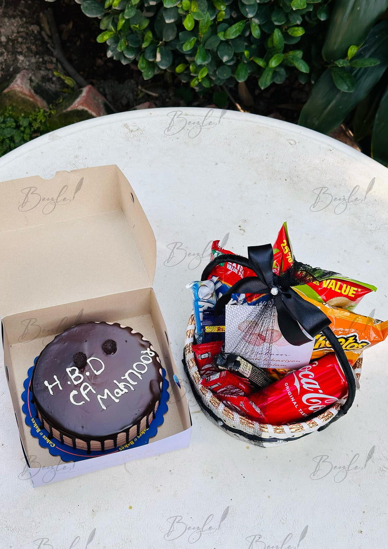 Birthday Cake & Snack Basket Gift Combo | GC-064