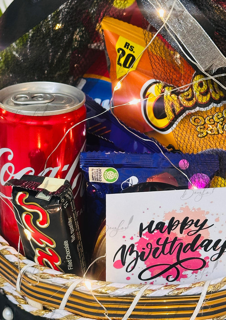 Black Themed Birthday Gift Basket | GB-037