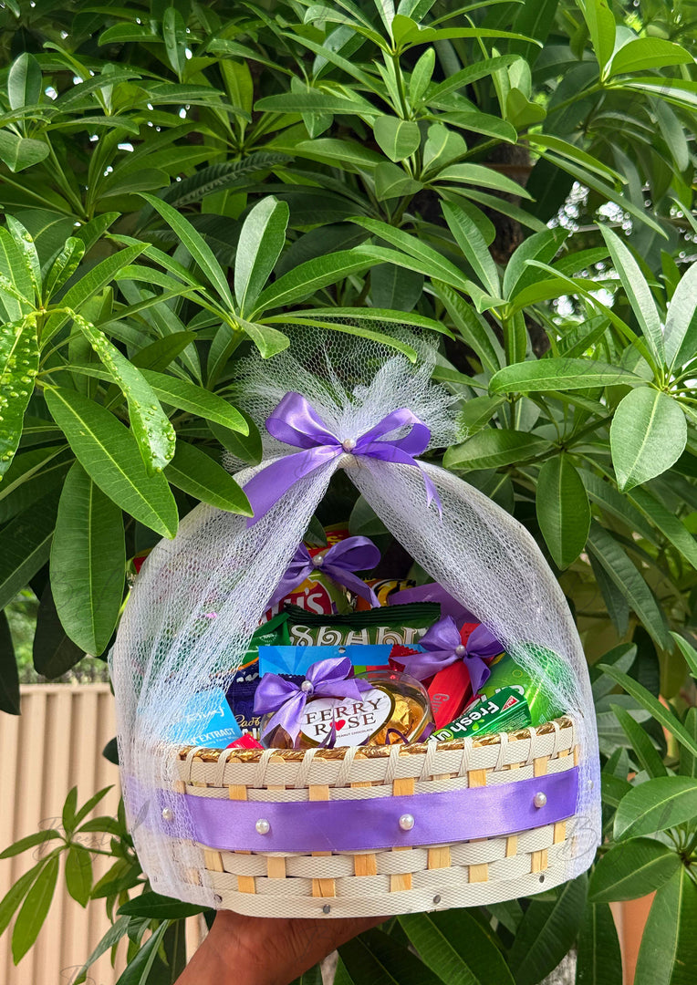 Purple Theme Snack Basket with Chocolates & Treats | GB-176