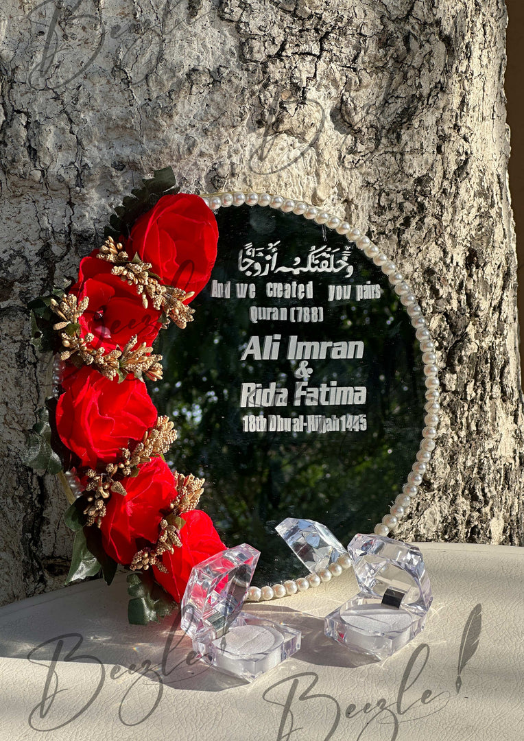 Nikkah Tray Decorated With Beautiful Red Flowers | NT-007