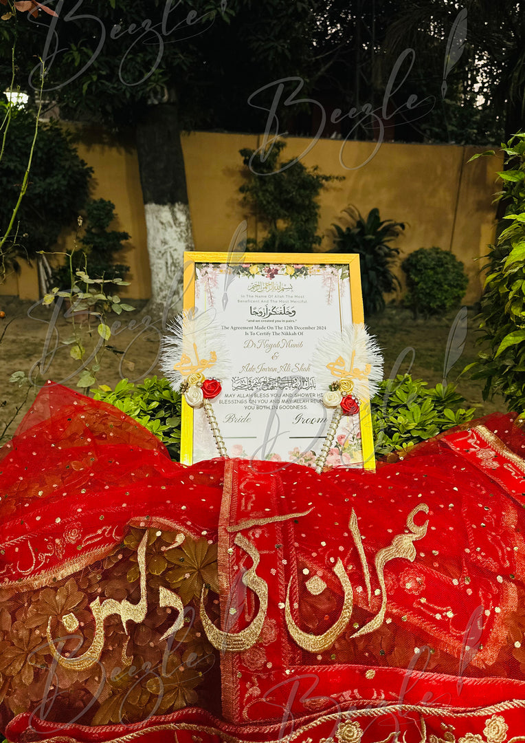 The Deal Luxury Nikah Certificate With Nikkah Dupatta & Two Qubool Hai Pen | DEL-112