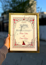 Load image into Gallery viewer, Luxury Bleach White &amp; Red Nikah Certificate with Stone Decoration | SNC-003
