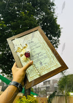 Load image into Gallery viewer, The Brown Frame Nikkah Certificate With Qubool Hai Nikah Pen | DEL-107
