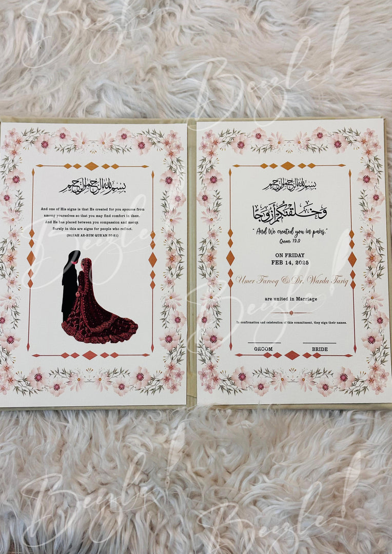 White Floral Nikkah Booklet | NB-043