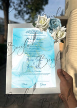 Load image into Gallery viewer, Floral Nikah Certificate With One Blue &amp; Two White Flowers | FNC-008
