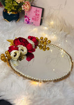 Load image into Gallery viewer, Nikkah Tray Decorated With Red Flower &amp; Pearl | NT-003
