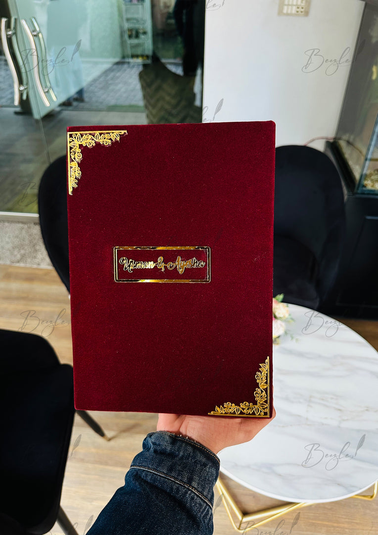 Personalized Red Nikah Booklet with Elegant Design | NB-010