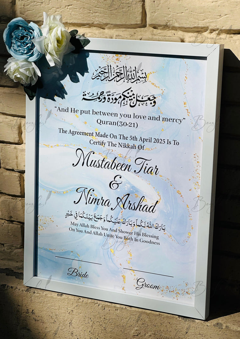 Floral Nikah Certificate With Classic Print & Three Flowers | FNC-009