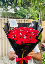 Load image into Gallery viewer, Red Roses in Black Wrapping – Birthday Bouquet | BCG-165
