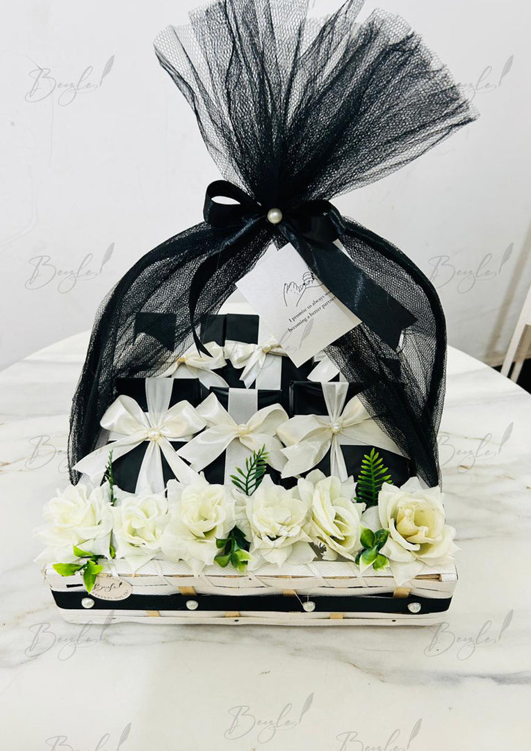 Black Floral Basket | GDEL-412