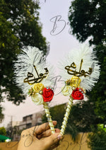 Load image into Gallery viewer, The Two Qubool Hai Nikah Pen With Attractive Three Multi Colour Flowers &amp; Feather | DEL-104
