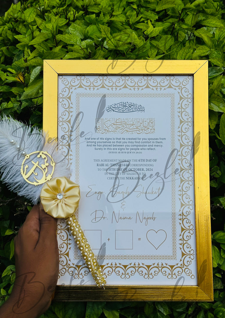 Luxury Nikah Certificate With Beautiful Nikah Pen