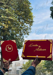 The Attractive Red and Golden Nikkah Booklet with Beautiful Box | BOX-007