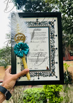 Load image into Gallery viewer, The Nikkah Certificate With Black Frame and Beautiful Nikah Pen | DEL-110
