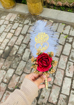 Load image into Gallery viewer, Qubool Hai Nikah Pen With Golden Lace, Red Rose with White Feather | PEN-14